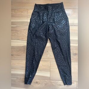 Black Leopard Print Track Pants